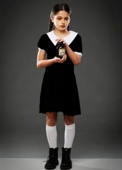 Childrens Wednesday Addams Style Halloween Costume
