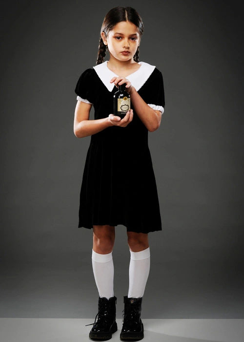Childrens Wednesday Addams Style Halloween Costume 3 Childrens Wednesday Addams Style Halloween Costume