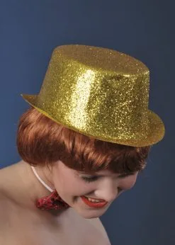 Rocky Horror Columbia Gold Glitter Top Hat -Costumes Sales columbia gold glitter top hat 01