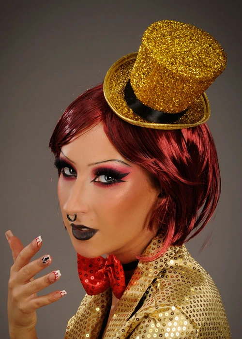 Rocky Horror Columbia Style Gold Mini Top Hat 3 Rocky Horror Columbia Style Gold Mini Top Hat
