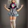Womens Cute Striped Beetlejuice Style Costume -Costumes Sales cute shorts beetlejuice costume
