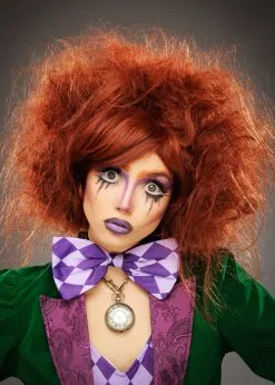 Womens Deluxe Auburn Backcombed Mad Hatter Wig