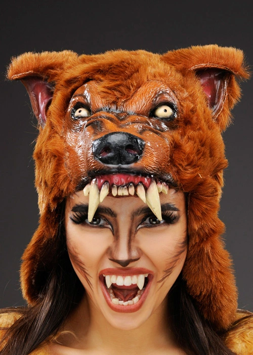 Deluxe Brown Werewolf Mask Headpiece 3 Deluxe Brown Werewolf Mask Headpiece