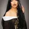 Womens Deluxe Wicked Queen Long Black Gothic Wig 2 Womens Deluxe Wicked Queen Long Black Gothic Wig -Costumes Sales deluxe long black evil queen wig 45048