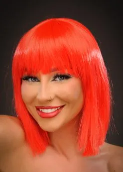 Womens Deluxe Halloween Red Devil Girl Wig