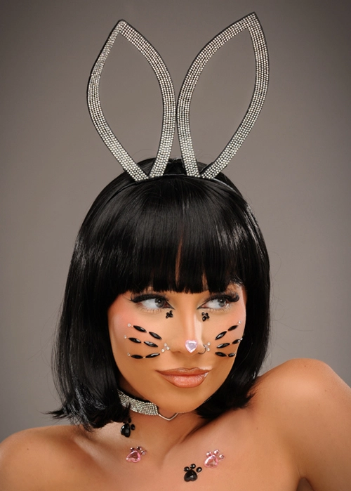 Womens Deluxe Rhinestone Bunny Ears And Choker 4 Womens Deluxe Rhinestone Bunny Ears And Choker - Image 2