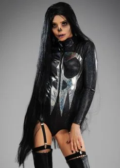 Ladies Halloween Extra Long Black Wig