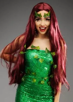 Womens Extra Long Burgundy Poison Ivy Style Wig 9 Womens Extra Long Burgundy Poison Ivy Style Wig -Costumes Sales extra long poison ivy wig 03