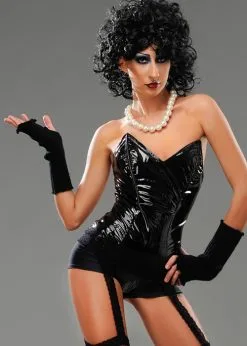 Rocky Horror Style Frank N Furter Black Fingerless Gloves -Costumes Sales frank n furter fingerless gloves 02