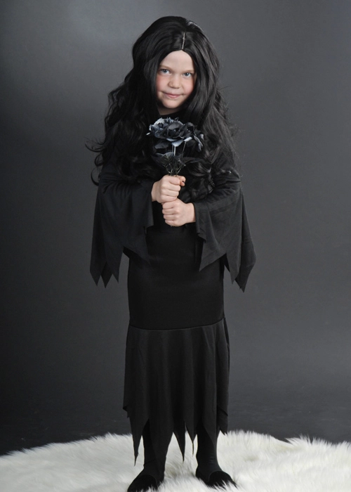 Childrens Size Halloween Morticia Style Costume 3 Childrens Size Halloween Morticia Style Costume