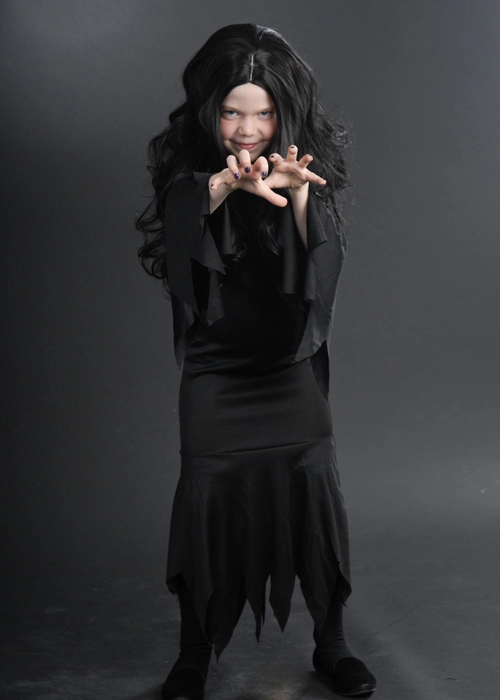 Childrens Size Halloween Morticia Style Costume 6 Childrens Size Halloween Morticia Style Costume - Image 4