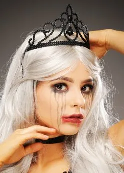 Stunning Halloween Black Plastic Gothic Tiara