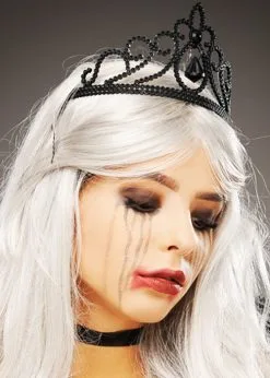 Stunning Halloween Black Plastic Gothic Tiara -Costumes Sales gothic black jewel tiara 02
