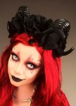 Womens Deluxe Voodoo Priestess Black Ram Horn Headpiece