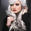 Womens Gothic Long Curly Grey Allure Wig -Costumes Sales gothic grey curly halloween wig 2611