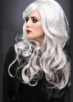 Womens Gothic Long Curly Grey Allure Wig 9 Womens Gothic Long Curly Grey Allure Wig -Costumes Sales gothic grey curly halloween wig 2611 03
