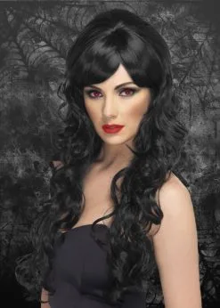 Gothic Long Black Curly Starlet Wig
