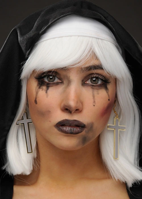 Womens Halloween Evil Nun Gothic Cross Earrings 3 Womens Halloween Evil Nun Gothic Cross Earrings