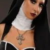 Gothic Nun Jewel Cross Halloween Necklace -Costumes Sales gothic nun jewel cross necklace 17011
