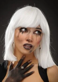 Womens Halloween Deluxe Gothic White Blunt Wig -Costumes Sales gothic white halloween wig 70283 01