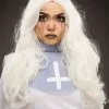 Womens Halloween Deluxe Long White Gothic Nun Wig -Costumes Sales gothic white nun wig