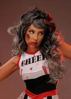 Womens Halloween Grey Zombie Cheerleader Wig -Costumes Sales grey zombie cheerleader wig 03