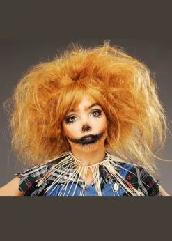 Womens Halloween Scarecrow Auburn Backcombed Wig