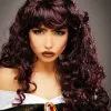 Ladies Gothic Curly Maroon Siren Wig -Costumes Sales halloween curly burgundy wig 42263