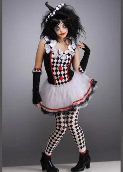 Teen Size Halloween Gothic Harlequin Honey Costume -Costumes Sales harlequin honey clown costume 997502 03