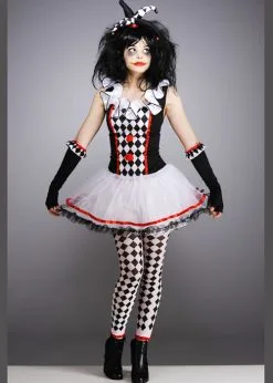 Teen Size Halloween Gothic Harlequin Honey Costume -Costumes Sales harlequin honey clown costume 997502 04