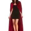 Halloween Gothic Burgundy Velvet Hooded Cape 2 Halloween Gothic Burgundy Velvet Hooded Cape -Costumes Sales hf 5141 rs