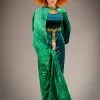 Womens Hocus Pocus Style Green Velvet Cape -Costumes Sales hocus pocus green velvet cape