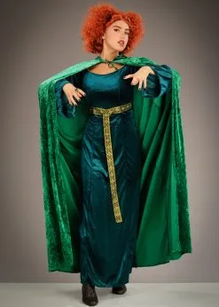 Womens Hocus Pocus Style Green Velvet Cape -Costumes Sales hocus pocus green velvet cape 02