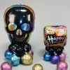 Inflated Iridescent Skull Halloween Balloon Centrepiece Set -Costumes Sales iridescent halloween balloon set