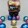 Inflated Iridescent Happy Halloween Balloon Centrepiece -Costumes Sales iridescent happy halloween balloon centrepiece scatter balloons