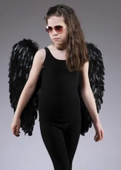 Kids Size Black Feather Angel Wings 6 Kids Size Black Feather Angel Wings -Costumes Sales kids black feather wings 52821 01