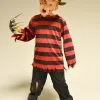 Childrens Size Red And Black Striped Freddy Costume -Costumes Sales kids freddie krueger striped top
