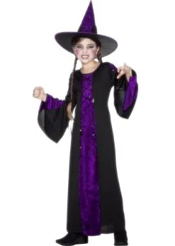 Kids Purple Halloween Witch Costume