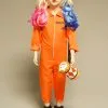 Childrens Harley Quinn Style Orange Prisoner Costume 1 Childrens Harley Quinn Style Orange Prisoner Costume -Costumes Sales kids harley quinn convict costume