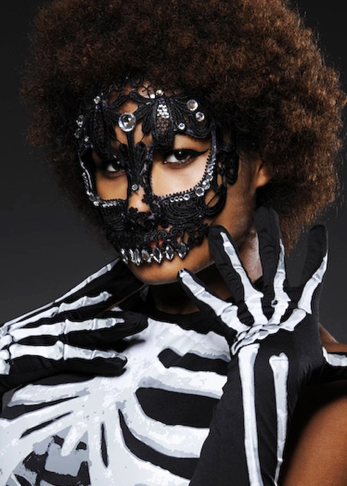 Ladies Gothic Black Lace Skull Eye Mask 4 Ladies Gothic Black Lace Skull Eye Mask - Image 2