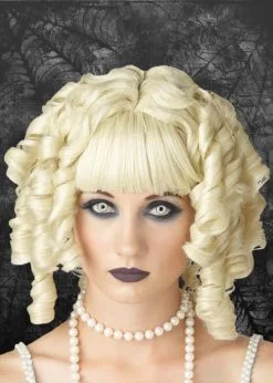 Ladies Gothic Blonde Curly Ghost Doll Wig