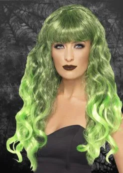 Ladies Gothic Green Curly Siren Wig