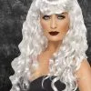 Ladies Gothic White Curly Siren Wig 1 Ladies Gothic White Curly Siren Wig -Costumes Sales ladies gothic white siren wig