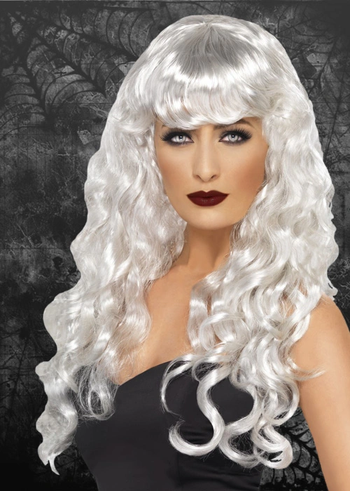 Ladies Gothic White Curly Siren Wig 3 Ladies Gothic White Curly Siren Wig