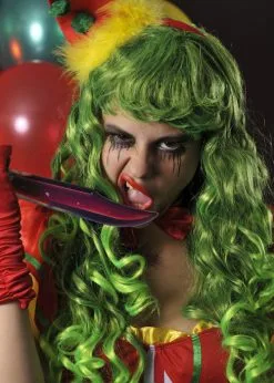 Ladies Green Curly Killer Clown Wig