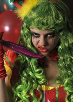 Ladies Green Curly Killer Clown Wig -Costumes Sales ladies green killer clown wig 02