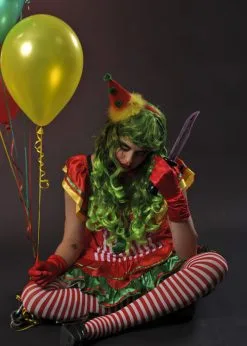 Ladies Green Curly Killer Clown Wig -Costumes Sales ladies green killer clown wig 03