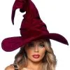 Womens Leg Avenue Burgundy Velvet Witch Hat -Costumes Sales leg avenue burgundy witch hat a2903