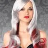 Leg Avenue Grey And Red Curly Allure Wig -Costumes Sales leg avenue grey and red allure wig 2611