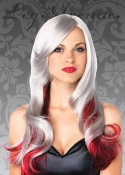 Leg Avenue Grey And Red Curly Allure Wig